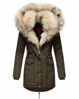 Dámska zimná bunda s kožušinkou Sweety Navahoo - OLIVE Veľkosť: L
