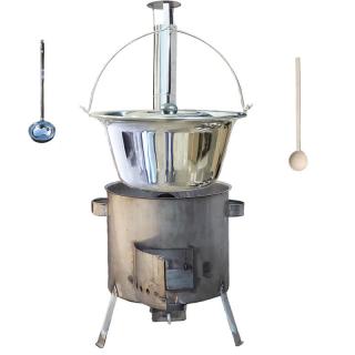 Nerezový kotlík 30 L (1,2 mm) INOX + nerezová kotlina 45 cm (1,5 mm) STRONG CLASSIC + vareška + naberačka