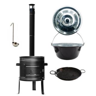 Smaltovaný kotlík 20 L + kovová kotlina 42 CLASSIC (KOV) + smaltovaná panvica 46 cm Paella