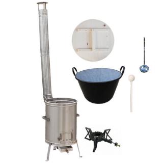 Zabíjačkový smaltovaný kotol 100 L + nerezová kotlina (1,5 mm) 60 cm LUX + horák 7 kW + vareška a naberačka