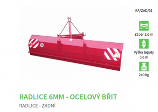 RADLICA - BYSTRON - 6mm - ocelový brit - Pevná radlica - Uhol 30 stupňov