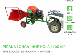 Špalíkovač PIRANA LONGA BYSTRON 14HP - max Ø 7 cm - Kolesá 410x100