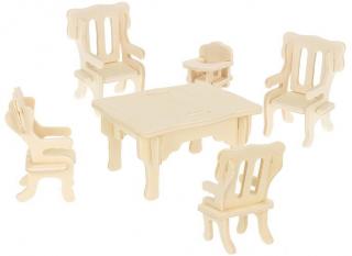 KRUZZEL 3D drevené puzzle nábytok pre bábiky 34ks