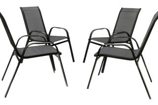 Malatec Záhradná stolička stohovateľné čierne 4 ks