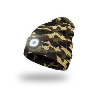 PLETENÁ ČIAPKA S LED LAMPIČKOU CAMO (PLETENÁ ČIAPKA S LED LAMPIČKOU)