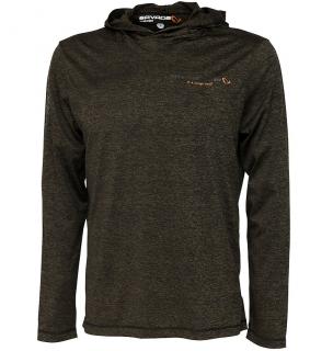 Savage Gear Mikina Fighter Stretch Hoodie Burnt Olive Melange - XL (Savage Gear Mikina Fighter Stretch Hoodie Burnt Olive Melange )