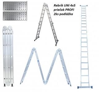 Plošina viacúčelová 4x5 s podlážkou PROPER (Rebrík viacúčelový kĺbový 4x5 priečok s plošinou)