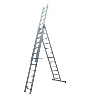 Rebrík AL 3x12 PROFESIONAL 8,37m  (Univerzálny trojdielny hliníkový rebrík 12 priečkový)