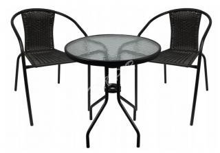 SLOVAKIA TREND Set balkónový ALESIA, šedý, stôl 70x60 cm, 2x stolicka 52x55x73 cm, oceľ