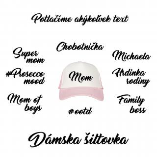 Dámska šiltovka  MÔJ TEXT  ružová (Šiltovka s vlastným textom vhodná pre staršie deti a dospelákov.)