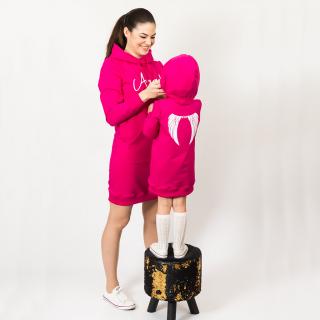 Detské mikinošaty Why Angel hot pink (Štýlové šaty s bielou extra trblietavou potlačou Angel pre ešte krajší efekt na slnku.)