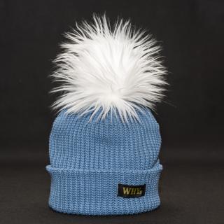 Zimná čiapka Snow blue s luxusným brmbolcom