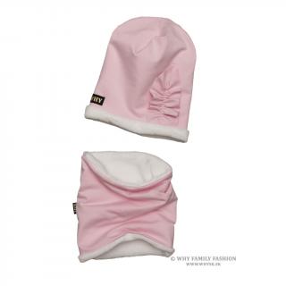 Zimný set Prestige ružový (Zateplená čiapka + nákrčník)