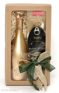 Darčekový balíček Zlatý sekt (Tento darčekový košíček je veľmi milým darčekom pre výnimočné príležitosti. Elegantný a nadčasový balíček, či už riešite darček k meninám, alebo len tak z lásky :)) )