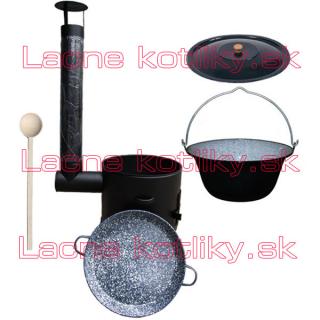 Goulash Cauldron kotlík na guláš smalt 1,2 mm 16 l, BBQ panica smalt 42 cm, Goulash Cauldron kotlina 39 cm CLASSIC KOV, Goulash Cauldron pokrievka smalt 44 cm, vareška 50 cm SMREK