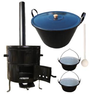 Goulash Cauldron kotol na guláš a zabíjačku smalt 60 L (1,2 mm), Goulash Cauldron kotlina 53 cm KOV, pokrievka 57 cm SMALT, vareška 60 cm SMREK, Goulash Cauldron kotlíky na guláš servírovacie smalt 0,8 l 2 ks BLACK