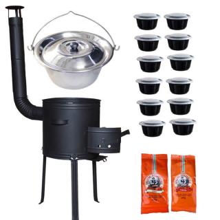 Green home kotlík na guláš nerez 0,8 mm 22 l INOX, Green home pokrievka nerez INOX, Green home žiaruvzdorná kotlina 42 cm PLUS 700, paprikové korenie na guláš 2 x 100 g, plastové boxy (misky) 12 ks 1000 ml