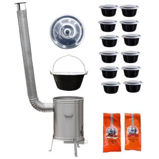 Green home kotlík na guláš smalt 1,2 mm 22 l, Green home pokrievka nerez INOX, Green home nerezová kotlina 42 cm LUX, paprikové korenie na guláš 2 x 100 g, plastové boxy (misky) 12 ks 1000 ml
