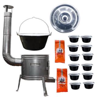 Green home kotlík na guláš smalt 1,2 mm 22 l, Green home pokrievka nerez INOX, Green home nerezová kotlina 42 cm TOPLUX, paprikové korenie na guláš 2 x 100 g, plastové boxy (misky) 12 ks 1000 ml