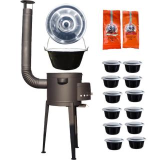 Green home kotlík na guláš smalt 1,2 mm 22 l, Green home pokrievka nerez INOX, Green home vysoká žiaruvzdorná kotlina 42 cm PLUS 600, paprikové korenie na guláš 2 x 100 g, plastové boxy (misky) 12 ks 1000 ml