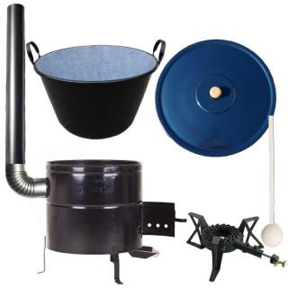 Green Home kotol na guláš a zabíjačku smalt 60 L (1,2 mm), Green Home kotlina 53 cm KOV, Green Home pokrievka 57 cm SMALT, plynový horák liatina (varič) 7 kW PB, vareška 60 cm SMREK