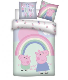 Detská posteľná bielizeň Peppa Pig Best Day (malá) 100×135 cm, 40×60 cm