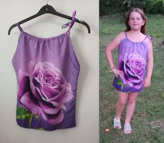 Dievčenská tunika / šaty RUŽA lila - 8-14r.