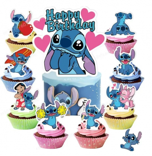 Tortový zápich LILO A STITCH srdiečka (25ks)