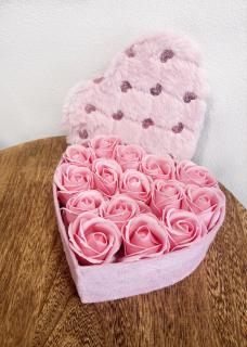Flower box srdce plyšové pink