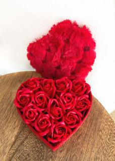 Flower box srdce plyšové red 2