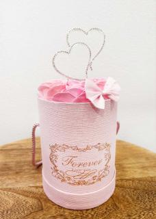 Mydlový Flower box Pink Srdcia (8 ruží)