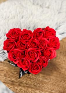 Mydlový Flower box Srdce 6 (15 ruží)