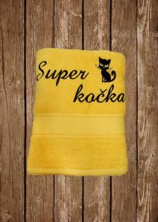 Osuška Super kočka (Vyšívaná osuška - tm. žltá)