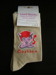 Ponožky-Čertica béžová (Vtipné ponožky)