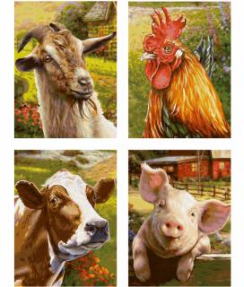 Na farme (4 obrazy v balení 18 x 24 cm) (Maľovanie podľa čísel - Schipper)