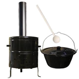 Green home kotlík na guláš  smalt 1,2 mm 40 l, Green home kotlina 53 cm KOV, pokrievka smalt 59 cm, vareška 50 cm SMREK