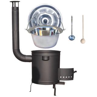 Home Cook kotlík na guláš nerez 1,2 mm 20 l INOX, pokrievka nerez 46 cm INOX, Home Cook vysoká žiaruvzdorná, hrubostenná kotlina 1,5 mm 42 cm PLUS 600, vareška 50 cm SMREK, naberačka antikor INOX