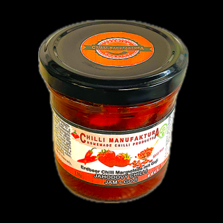 CHILLI JAM Jahodový s Goji 150g (SUPERPOTRAVINA - Goji (Kustovnica čínska) je pre jej vysoký obsah vitamínu C a betakaroténu sa právom pýši prívlastkom superpotravina. V tradičnej čínskej medicíne sú jej plody považované za  kľúč k dlhovekosti . Hodí k sl