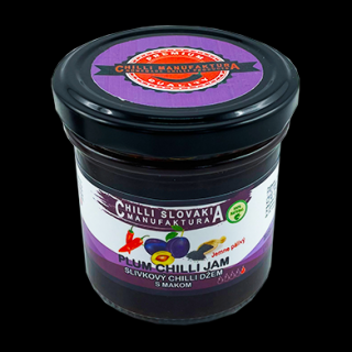 CHILLI JAM Slivka s makom 150g (Hodí k sladkým pokrmom, ako sú palacinky, lievance, koláče, atď. Ak máš rád experimenty v kuchyni, vyskúšaj tento džem s čili pridať ku grilovanému syru, hydinovému alebo hovädziemu mäsu.)