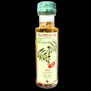 Extra Virgin panenský olivový chilli olej Habanero (Extra Virgin Panenský Olivový Olej s prídavkom sušeného Chilli HABANERO na dochucovanie nesmie chýbať v žiadnej gurmánske kuchyni! Pálivosť stredne silná až silná.)