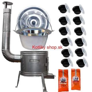 Nerezový kotlík 22 L (0,8 mm) INOX + nerezová kotlina 42 cm TOPLUX + misky 12 ks + 2 x korenie na guláš 100 g (Nerezový kotlík 22 L (0,8 mm) INOX + nerezová kotlina 42 cm TOPLUX + misky 12 ks + 2 x korenie na guláš 100 g)