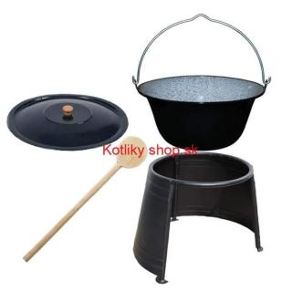 Smaltovaný kotlík 10 L (1,2 mm) + pokrievka + chránič plameňa (Smaltovaný kotlík 10 L (1,2 mm) + pokrievka + vareška + chránič plameňa)