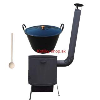 Smaltovaný kotol 60 L na zabíjačku + žiaruvzdorná kotlina 53 PLUS 600 4 MM + vareška (Smaltovaný kotol 60 L na zabíjačku + žiaruvzdorná kotlina 53 PLUS 600 s roštom na popol 4 mm + vareška)
