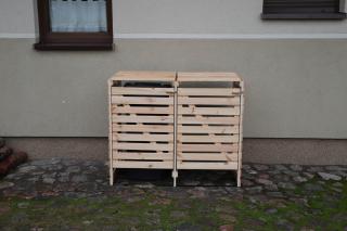 Drevený box na odpadové nádoby OBK-240L-2-FAREBNÉ VARIANTY Povrchová úprava: Bez povrchovej úpravy
