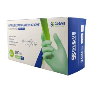 Jednorazové nitrilové vyšetrovacie rukavice SSGLOVE zelené 100 ks XL