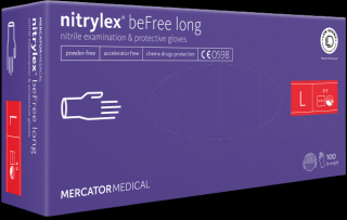 Jednorazové nitrilové zdravotnícke rukavice Mercator NITRYLEX BEFREE LONG 100 ks L