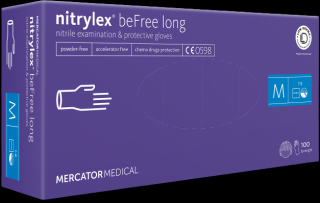 Jednorazové nitrilové zdravotnícke rukavice Mercator NITRYLEX BEFREE LONG 100 ks M