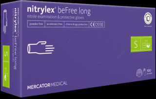 Jednorazové nitrilové zdravotnícke rukavice Mercator NITRYLEX BEFREE LONG 100 ks S