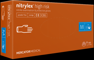 Jednorazové nitrilové zdravotnícke rukavice Mercator NITRYLEX High Risk 100 ks M