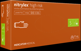 Jednorazové nitrilové zdravotnícke rukavice Mercator NITRYLEX High Risk 100 ks S